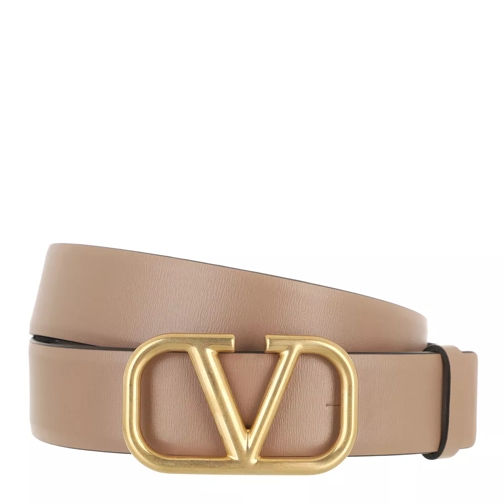Valentino Garavani V Belt Reversible Leather Poudre/Black Omkeerbare Riem