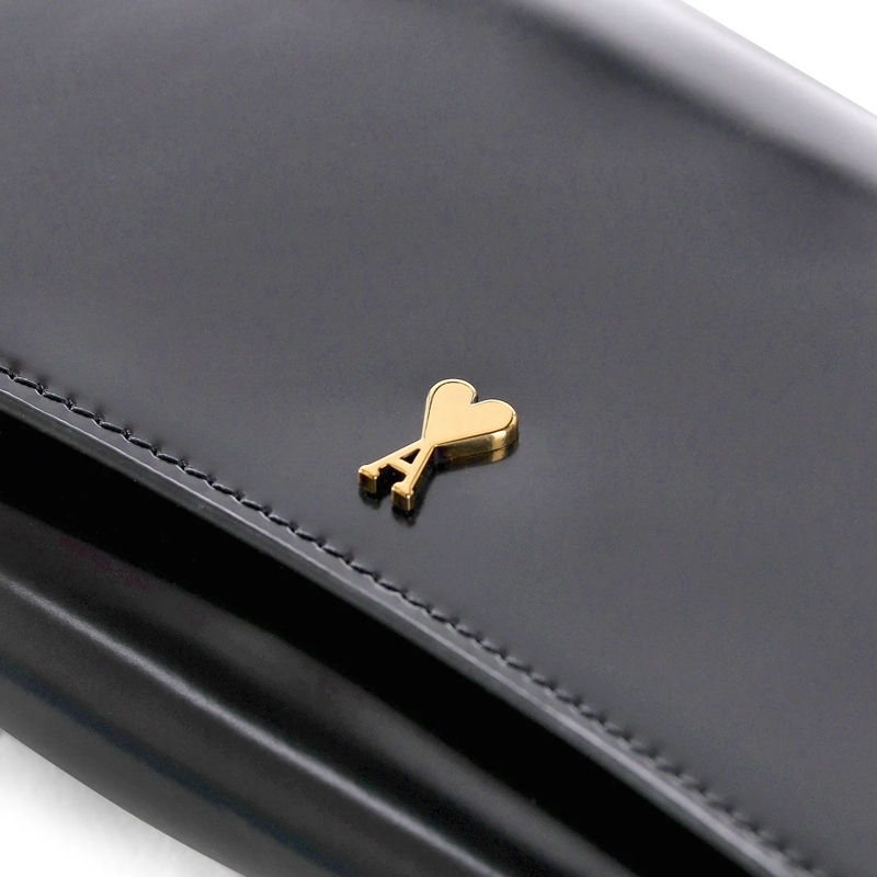 AMI Paris Portemonnaie mit Zip-Around-Reißverschluss Portemonnaie aus Leder schwarz(Image 3)