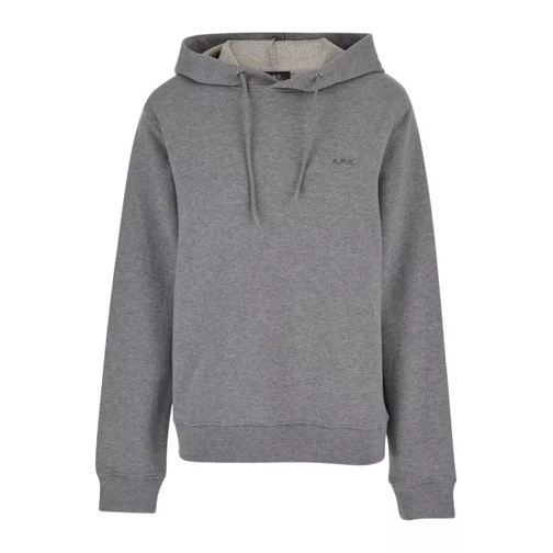 A.P.C. Grey Hoodie With Tonal Logo Embroidery In Jersey Grey 