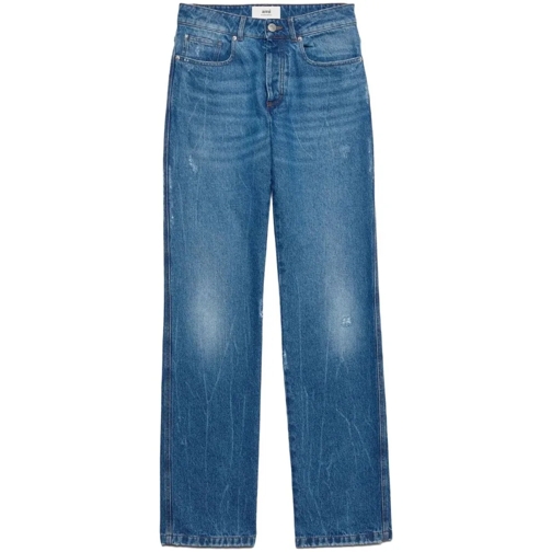 AMI Paris Jeans Low-Rise Straight-Leg Denim Jeans Blue