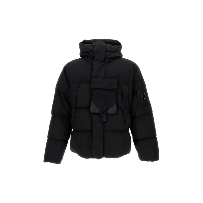 CP Company Blouson aviateur Padded Quilted Jacket With High Collar Black