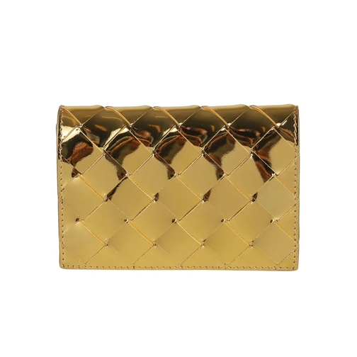 Bottega Veneta Geldbörse Gold Woven Leather Wallet Brown