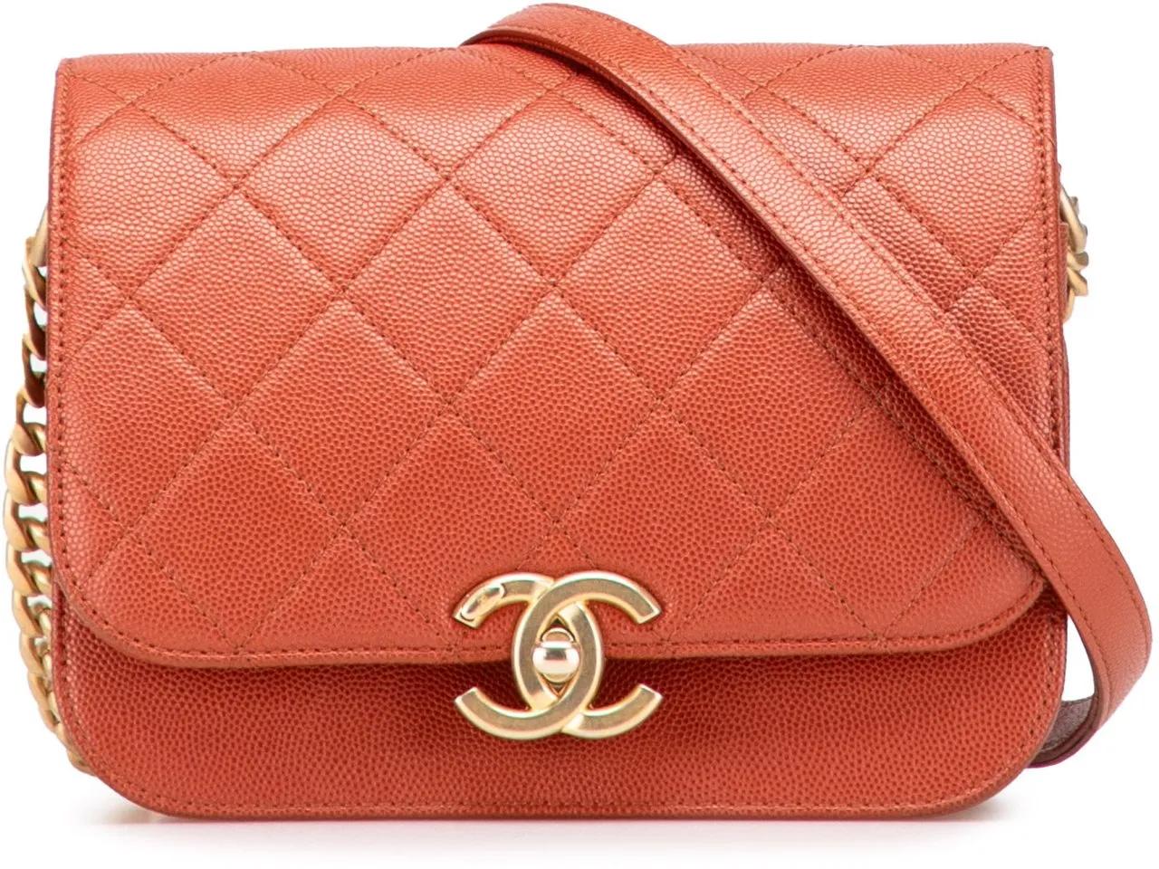 Chanel Hobo Bags - Mini CC Quilted Caviar Messenger Single Flap - Gr. unisize - in Rot - für Damen