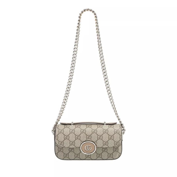 Gucci Petite GG Super Mini Bag Beige and Ebony GG Supreme Canvas