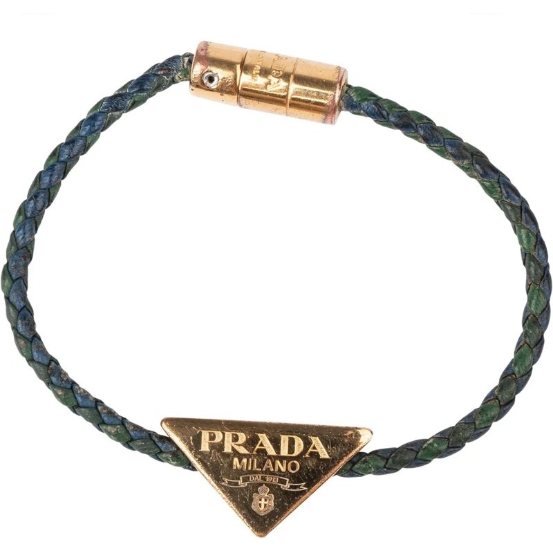 Prada Armband Prada  Braided Leather Triangle blau