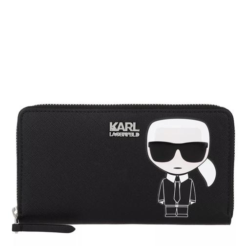 Karl Lagerfeld Ikonik Cont Zip Wallet A999 Black Portefeuille continental