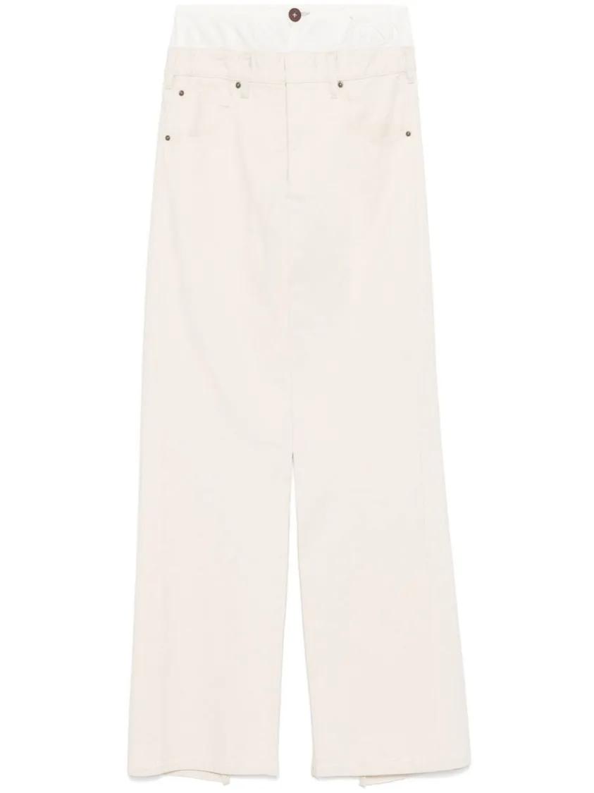 Thumbnail - Maison Margiela - Beige Cotton Denim Long Skirt - Größe 42 - beige
