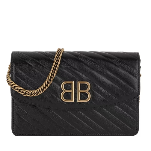 Balenciaga BB Wallet On Chain Leather Black Crossbody Bag