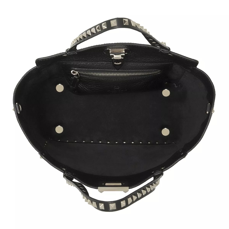 Valentino Garavani Fourre-tout Rockstud Small Tote Calfskin Black(Image 6)