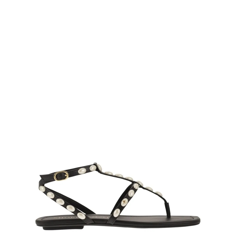 Stuart Weitzman Sandalen Pearlita - Thong Sandal With Pearls Black