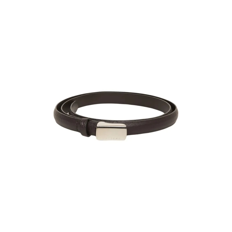 Orciani Gürtel Leather Belt With Shiny Rectangular Buckle Black