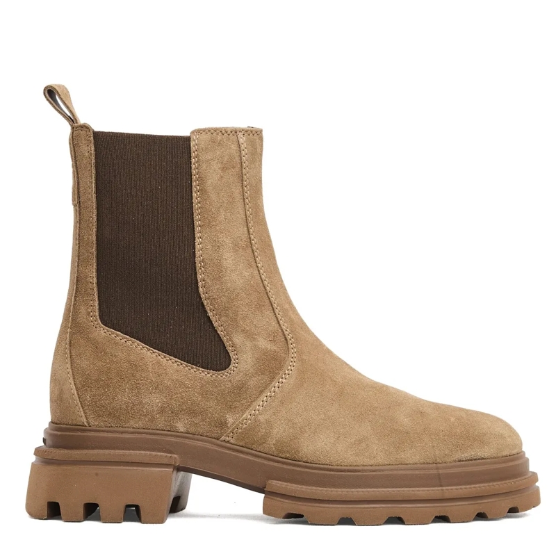 Hogan Bottes Beige Suede Chelsea Boots Brown