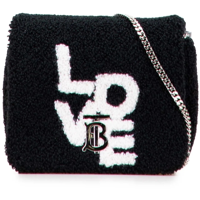 Burberry Schultertasche Mini Terry Cloth Lola Love Crossbody schwarz