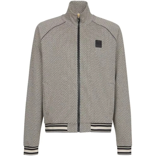 Balmain Black/Beige Monogrammed Jacquard Mini Jacket Grey 