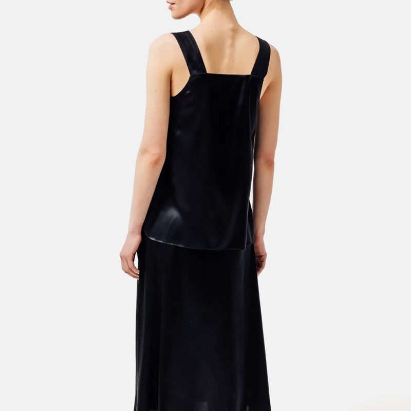 Helene Galwas Top Tanktop aus Seidensatin ALBINARE schwarz(Image 3)