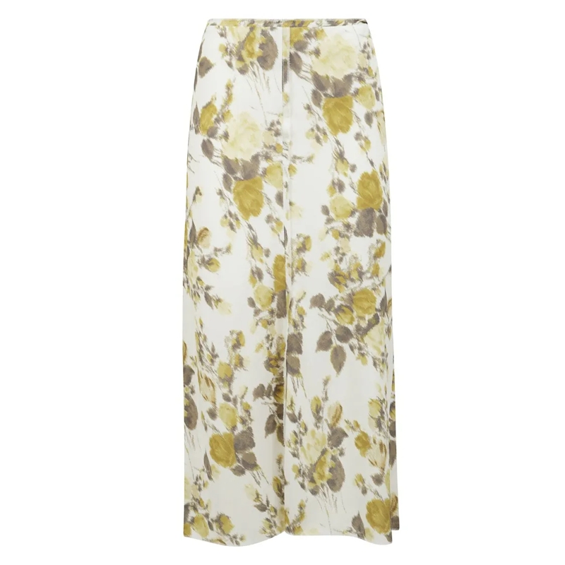 AMI Paris Midirock Frayed Floral Midi Skirt White
