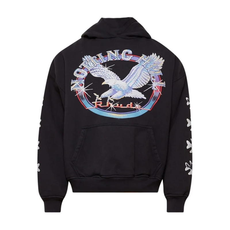 Rhude  Relaxed-Fit Graphic Hooded Sweatshirt Black