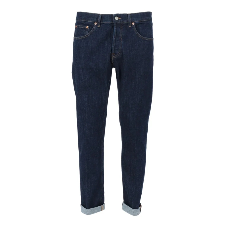 Dondup Jeans Dark Blue Denim Jeans With Rolled-Up Cuffs Blue