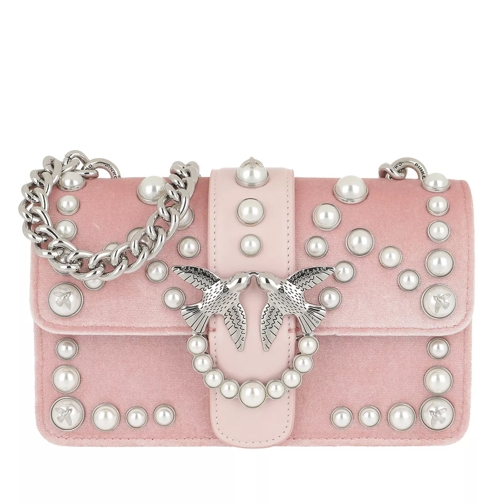 Pinko Mini Love Velvet Pearls Crossbody Bag Rosa Chiaro Crossbodytas