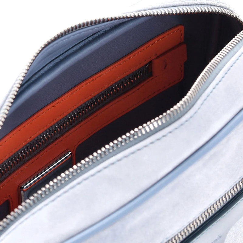 Santoni Schultertasche Travel Bag aus Veloursleder blau(Image 6)