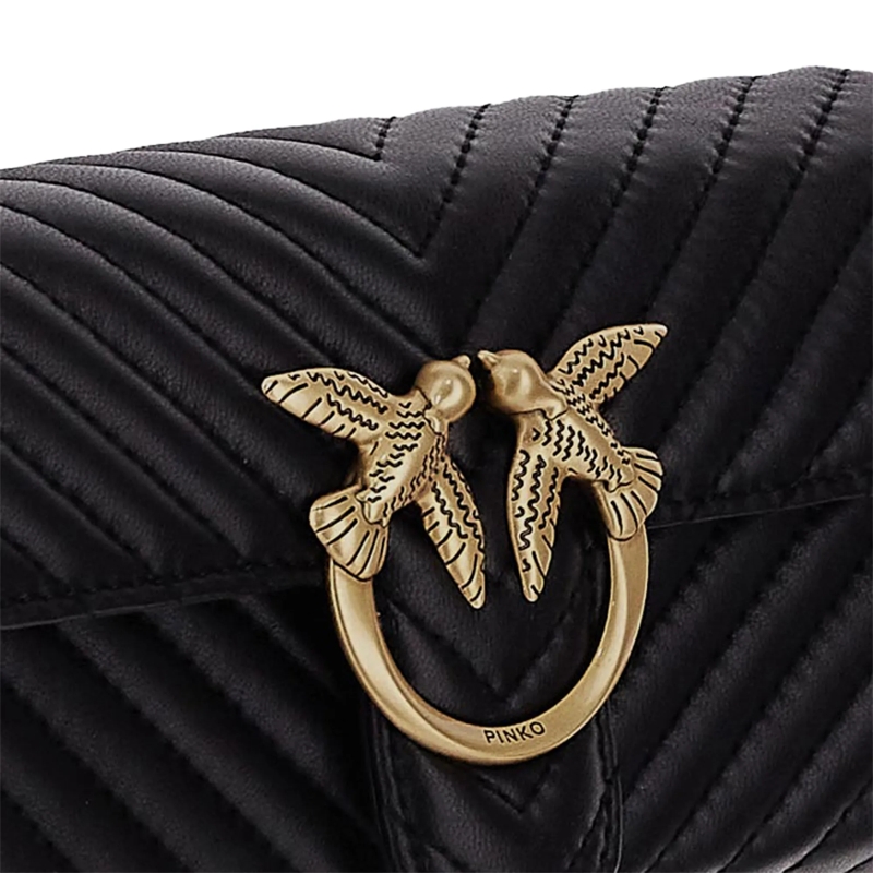 Pinko Portefeuille sur chaîne Love One Wallet C Nero-Antique Gold(Image 5)