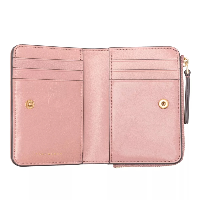 Tory Burch Bi-Fold-Portemonnaie Kira Moto Quilt Bi-Fold Wallet Pink Magnolia(Image 5)