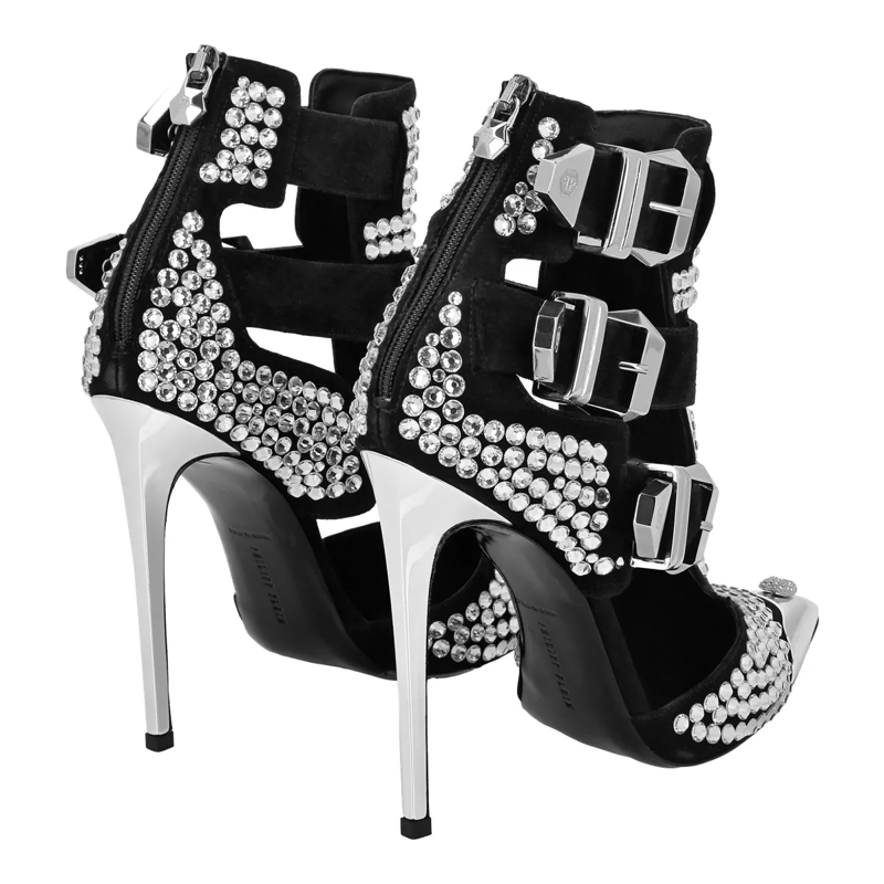 Philipp Plein Riemchensandalen Sandaletten Skull Mit Schmucksteinen silber(Image 2)