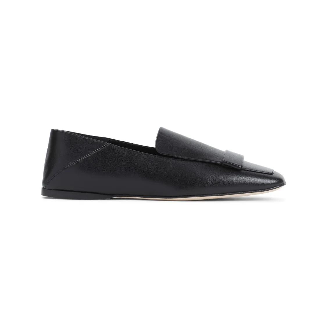 sergio rossi Loafers & Ballerinas - Black Nappa Leather Flat Mocassin - Gr. 39,5 (EU) - in Schwarz - für Damen