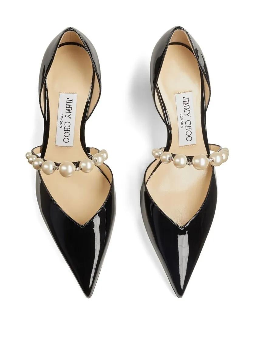 Thumbnail - Jimmy Choo Hohe Schuhe - Pointed Toe Pumps With Faux-Pearl Embellishment - Gr. 36 (EU) - in Schwarz - für Damen