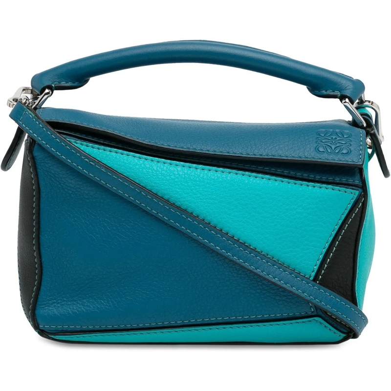 Loewe Fourre-tout Mini Tricolor Calfskin Puzzle Satchel blau
