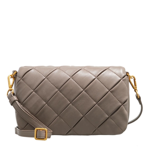 LES VISIONNAIRES Mila Weave Taupe Brown Crossbody Bag