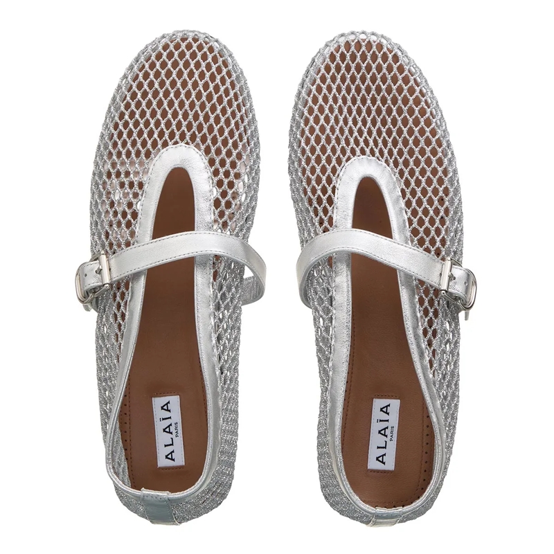 Alaia Ballerinas Fishnet Ballet Flat Argent(Image 5)