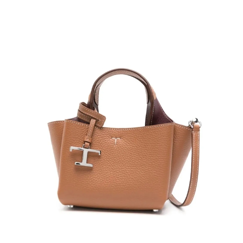 Tod's Sac à bandoulière Grained Leather Shoulder Bag Brown