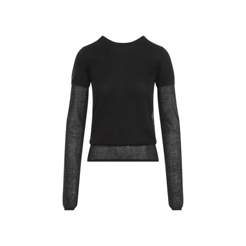 TOTEME Layered Knit T-Shirt Black Top a maniche lunghe