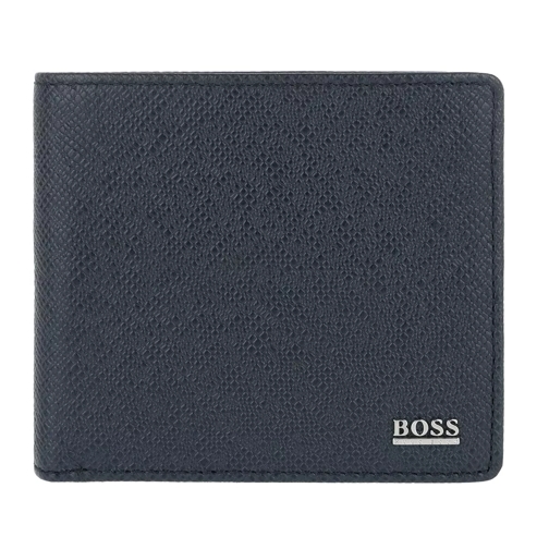 Boss Signature Wallet Coin Dark Blue Bi-Fold Portemonnee