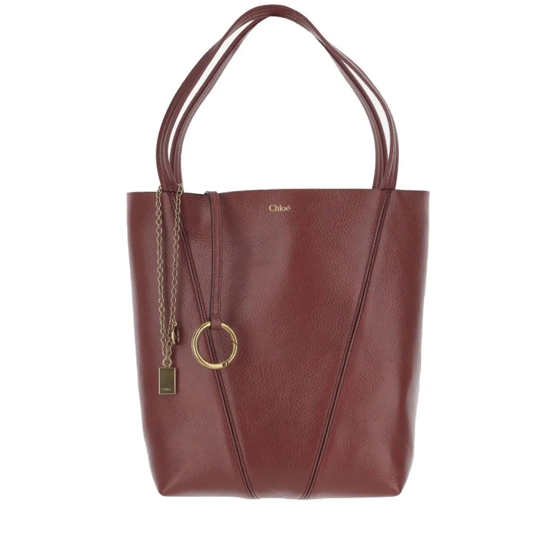 Chloé Fourre-tout Garnet Leather Spin Tote Bag Burgundy
