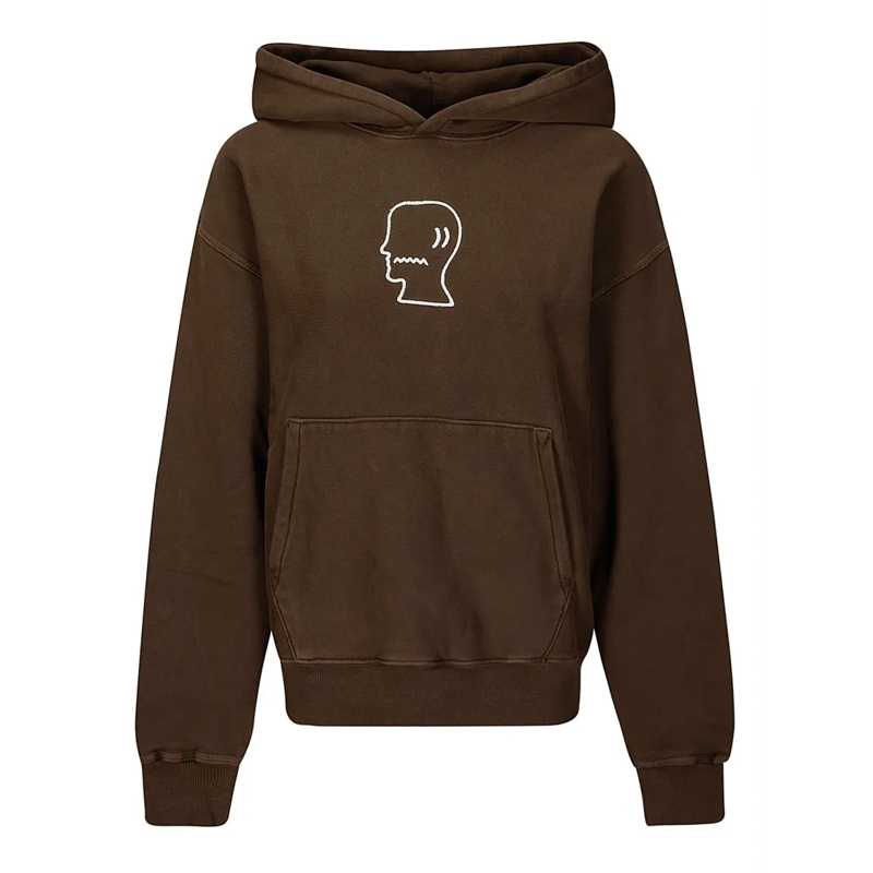 BRAIN DEAD  3D Embroidered Heavyweight Cotton Hoodie Black