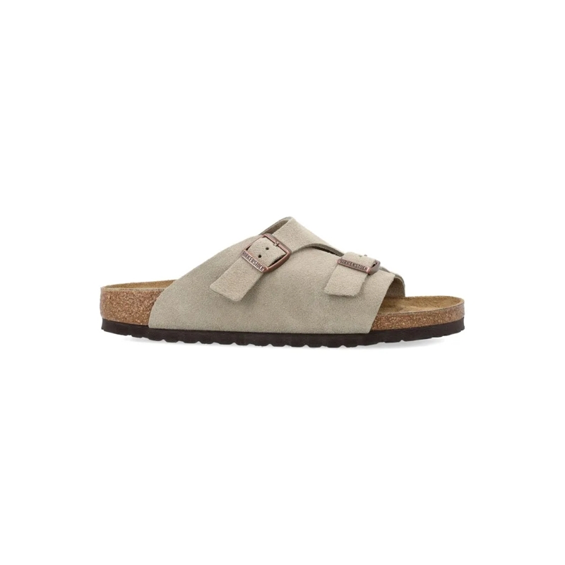 Birkenstock Sandalen Adjustable Suede Sandals With Cork-Latex Footbed Grey