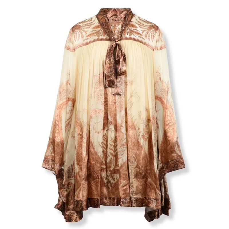 Zimmermann Minikleid Batwing Mini Dress With Fluid Silhouette Neutrals