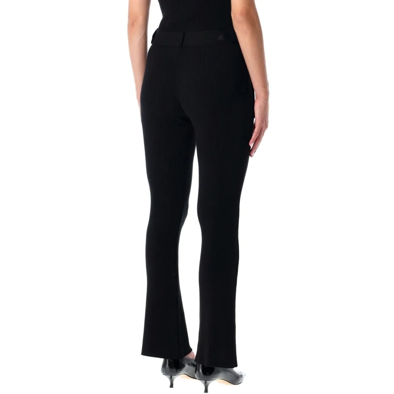 Courrèges  Black Rib-Knit Pants With Pockets Black