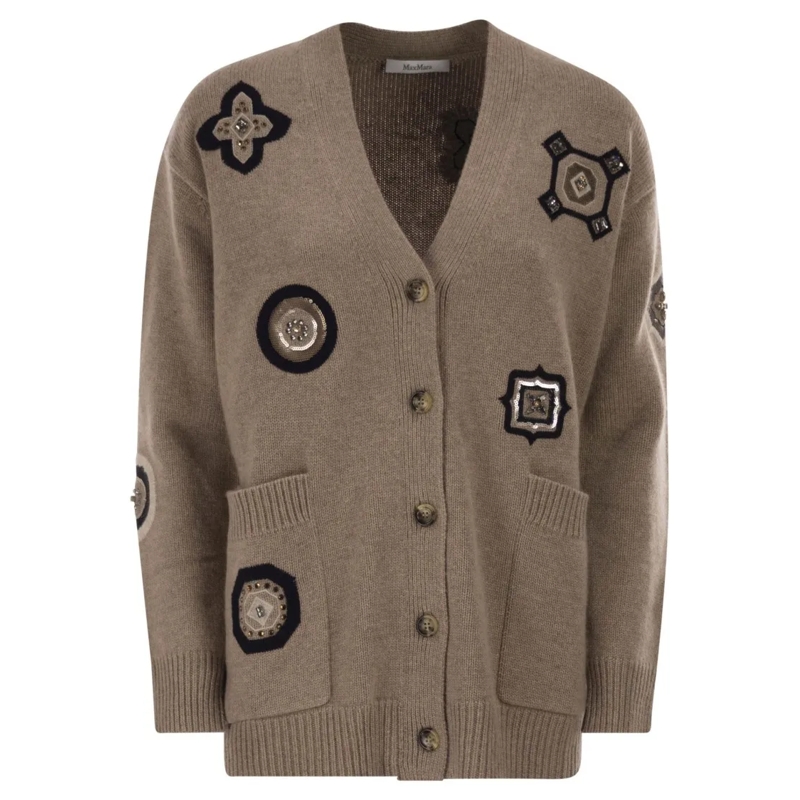 Max Mara Vest Mxmgioire - Long Cardigan In Wool Brown