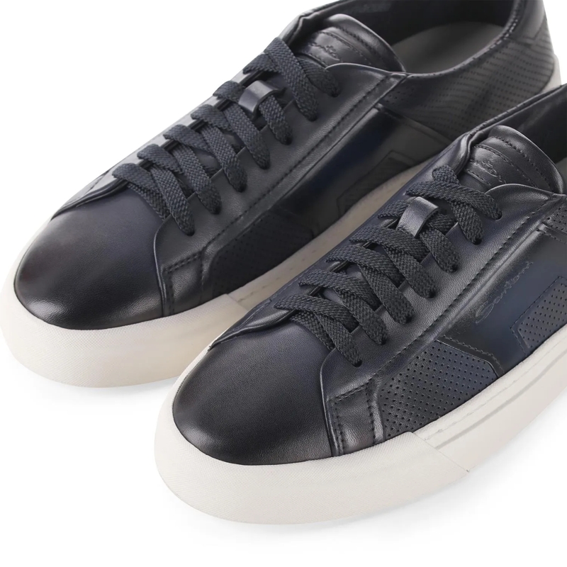 Santoni Schnürschuhe Sneaker aus Leder blau(Image 3)