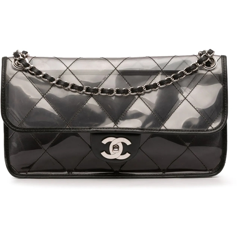 Chanel Schultertasche Stitched PVC and Calfskin Naked Flap schwarz
