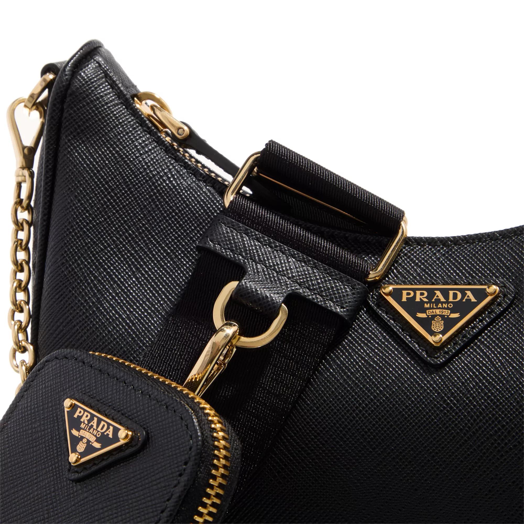 Prada Crossbody bags Re-Edition Minibags W Ribbon Shoulder Strap Tric in zwart