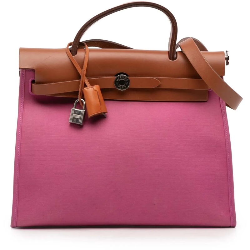 Hermès Schultertasche Toile Herbag Zip 31 rose