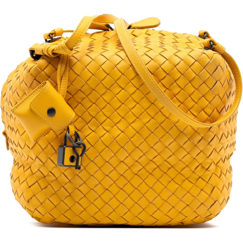 Bottega Veneta Sac à bandoulière Nappa Intrecciato Cube Crossbody gelb