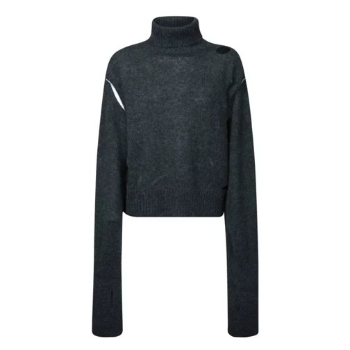 MM6 Maison Margiela Knit Pullover Design With Cut-Out Details Black Maglione