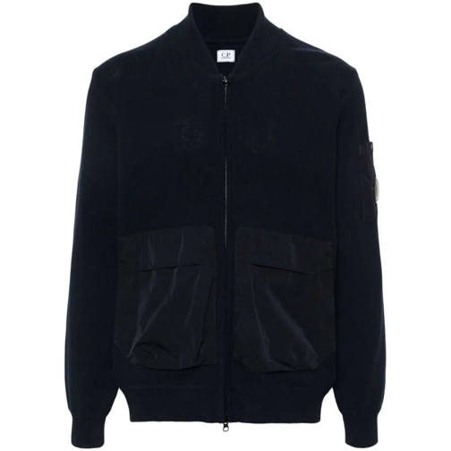 CP Company Strickjacke Lens Fine-Knit Navy Blue Cardigan Blue