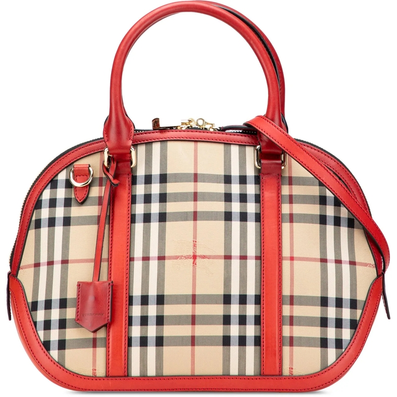 Burberry Sac à bandoulière Small Haymarket Check Canvas Orchard Bowling Bag braun