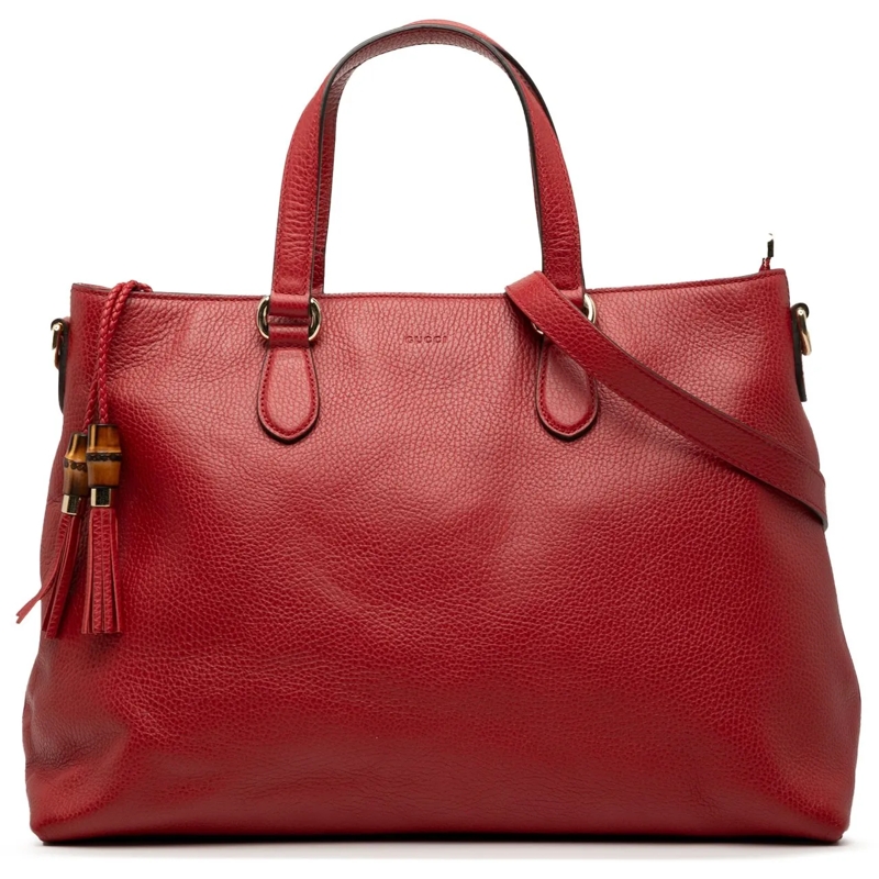 Gucci Schultertasche Leather Bamboo Tassel Satchel rot